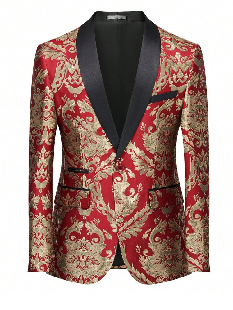 Men's single-piece top, sports jacket, and suit jacket, shawl lapel single-button slim-fitting long-sleeved jacket, evening dres