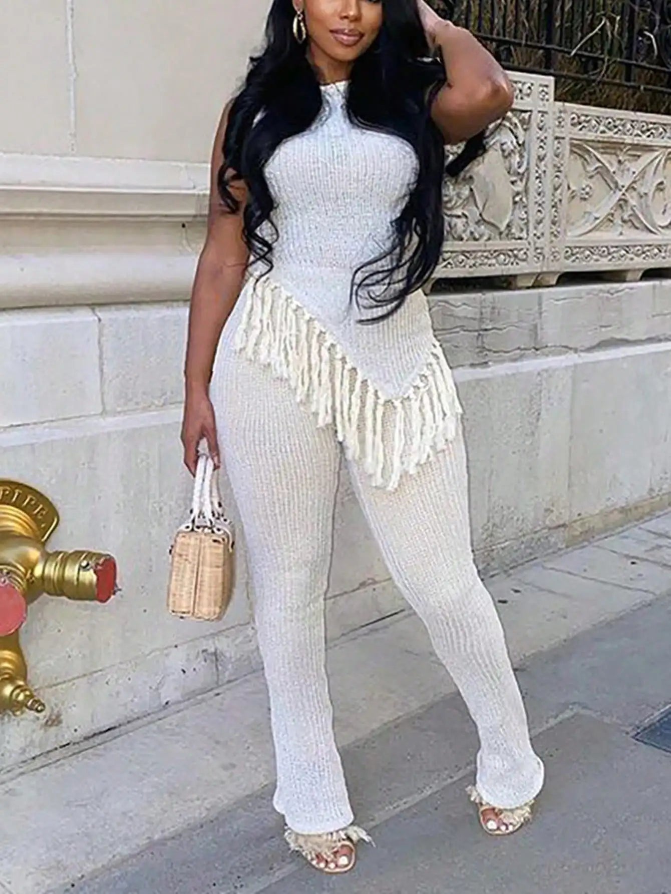 Christmas Gift Women's Sleeveless Tassel Two-Piece Set - Sexy Irregular Beach Outfit (Spring/Summer Clearance)