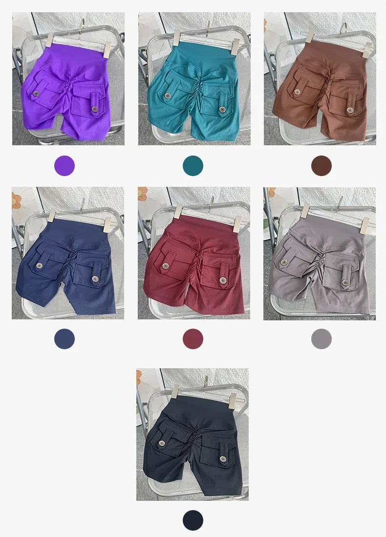 Women Yoga Shorts High Waist Workout Shorts Fitness Yoga Lift Butt Fitness Ladies Yoga Gym Running Short Pants Sportswear