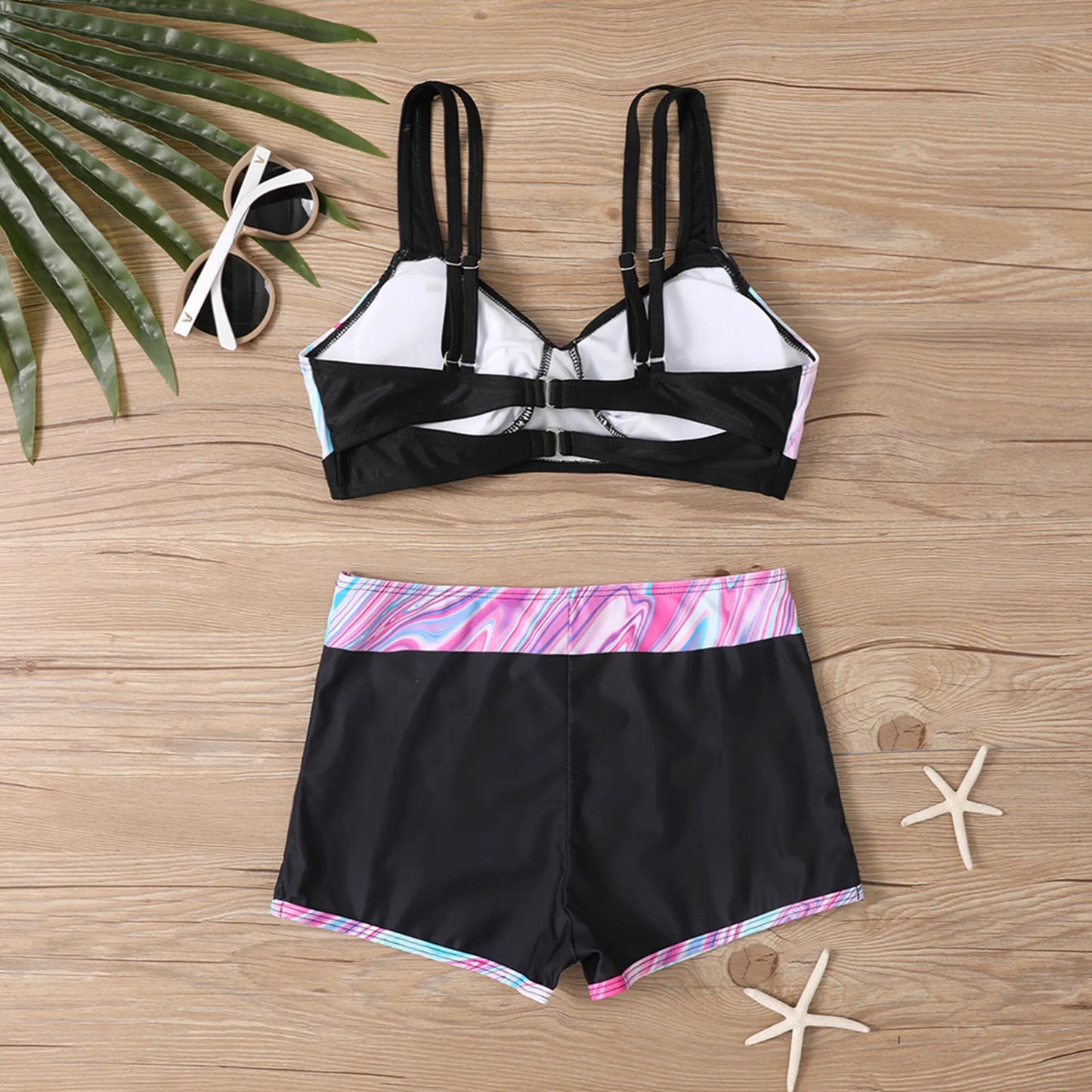 Womens Swimsuits Big Breast Elastic High Waisted Bikinis Sexy Push Up Two Pieces Bathing Suit Ladies Vintage Printed Biquinis