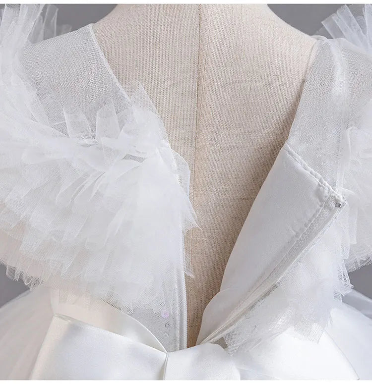 Fashion Solid Color Girl Evening Gown Lace Mesh Sleeveless Party Dress for Kids Girl Summer Children Girls Party Dress 3-12Years