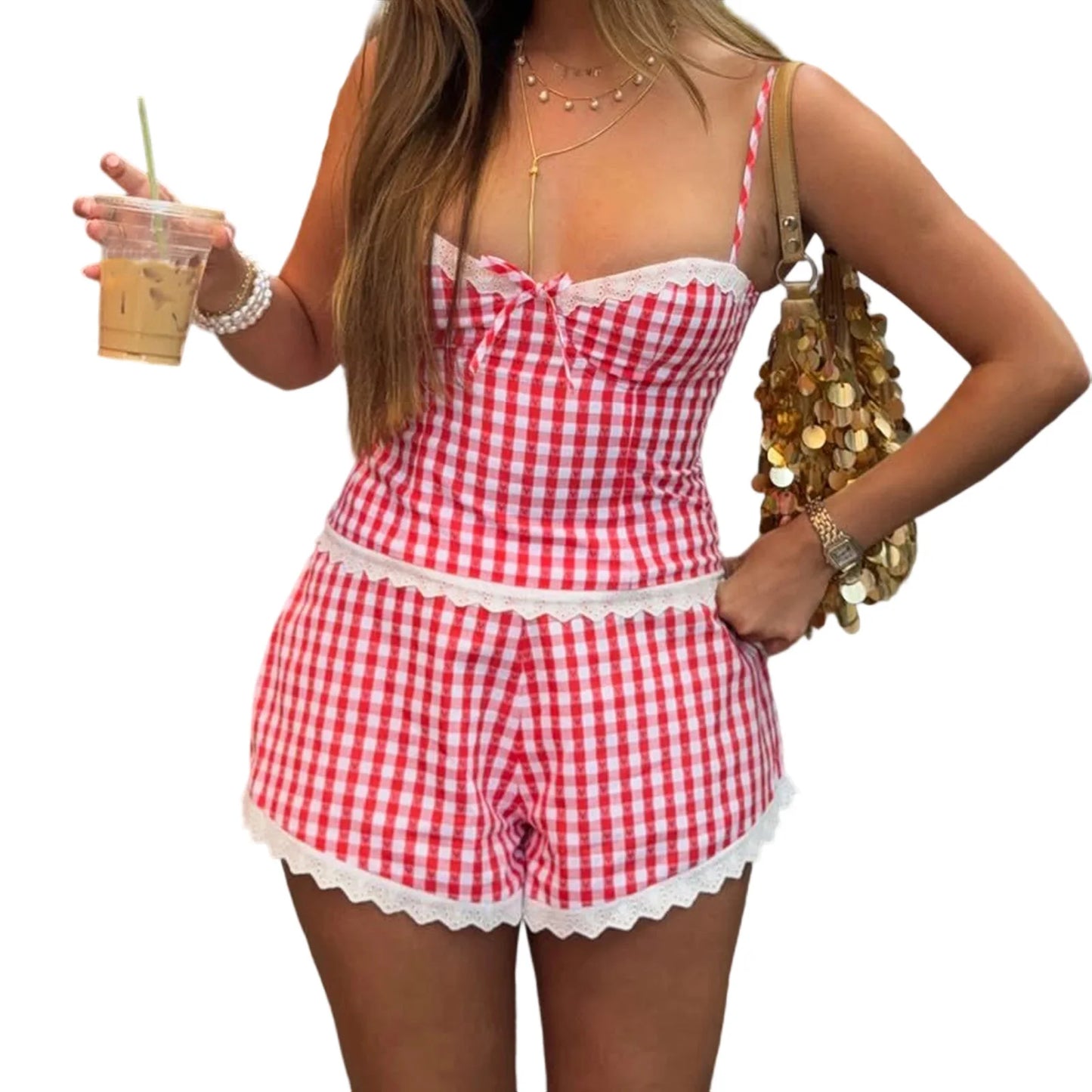 Women s 2 Piece Pajama Set with Floral Prints and Ruffle Details Sleeveless Top and Elastic Waist Shorts for Cozy Loungewear