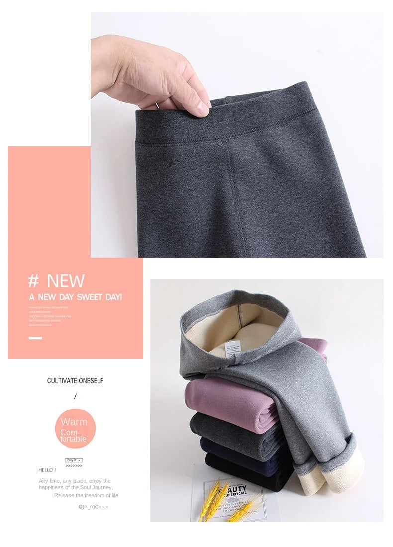 Girls Leggings Boneless Fleece Thickened Autumn Winter Fleece Pants Children's Leggings Winter Solid Color Trousers Outer Wear