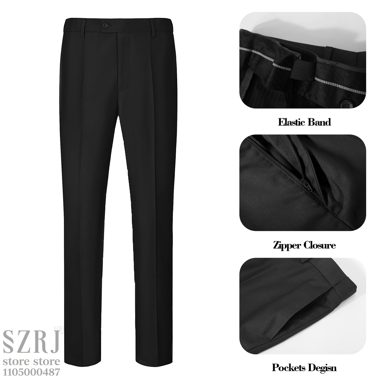 Men's 4-Piece Suit: Jacket+Vest+Pants+golden Tie. V-Neck, Gentleman Style, Premium, Tailored. For Business, Parties, Weddings.