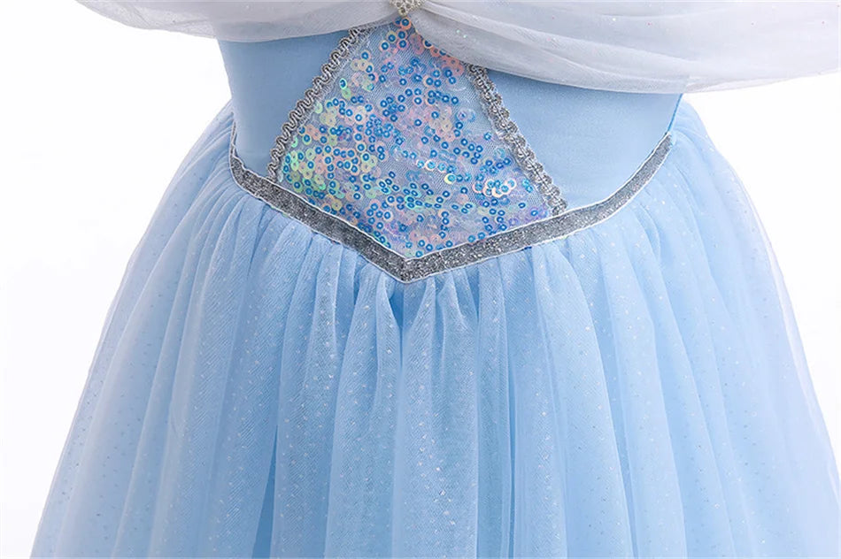 Elsa Summer Princess Dress Girls Cosplay Masquerade Party Vestidos Kids Birthday Clothes Children Carnival Halloween Gown