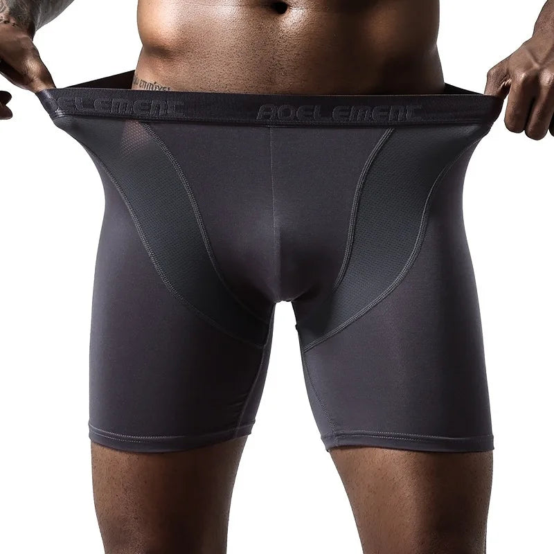 Men's Running Shorts Boxers Shorts pants Modal Underwear Ice Silk Panties Man Breathable Pouch Middle Long Leg Sports Underpants