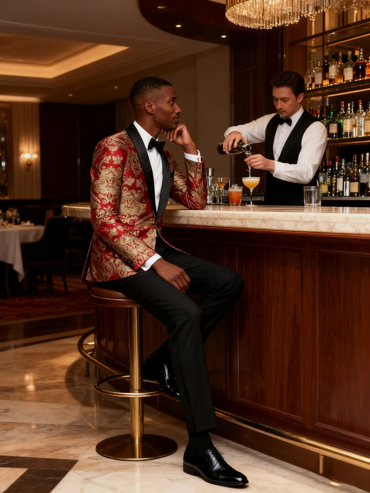 Men's single-piece top, sports jacket, and suit jacket, shawl lapel single-button slim-fitting long-sleeved jacket, evening dres