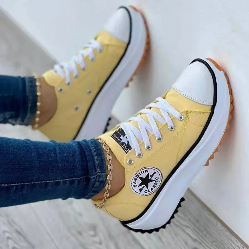 Spring New Low-Top Women's Canvas Shoes Thick Sole Plus Size Women's Shoes Comfortable Breathable Slip-On Casual Shoes