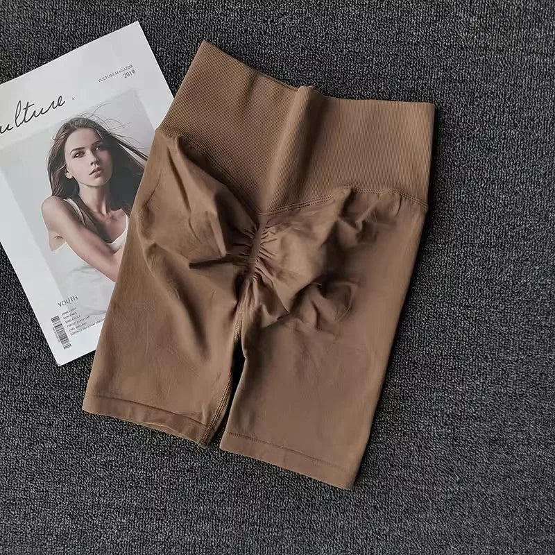 Summer Women's Yoga Shorts High Waist Fitness Workout Shorts  Sexy Booty Sport Shorts Soft Gym Shorts Running Cycling Shorts