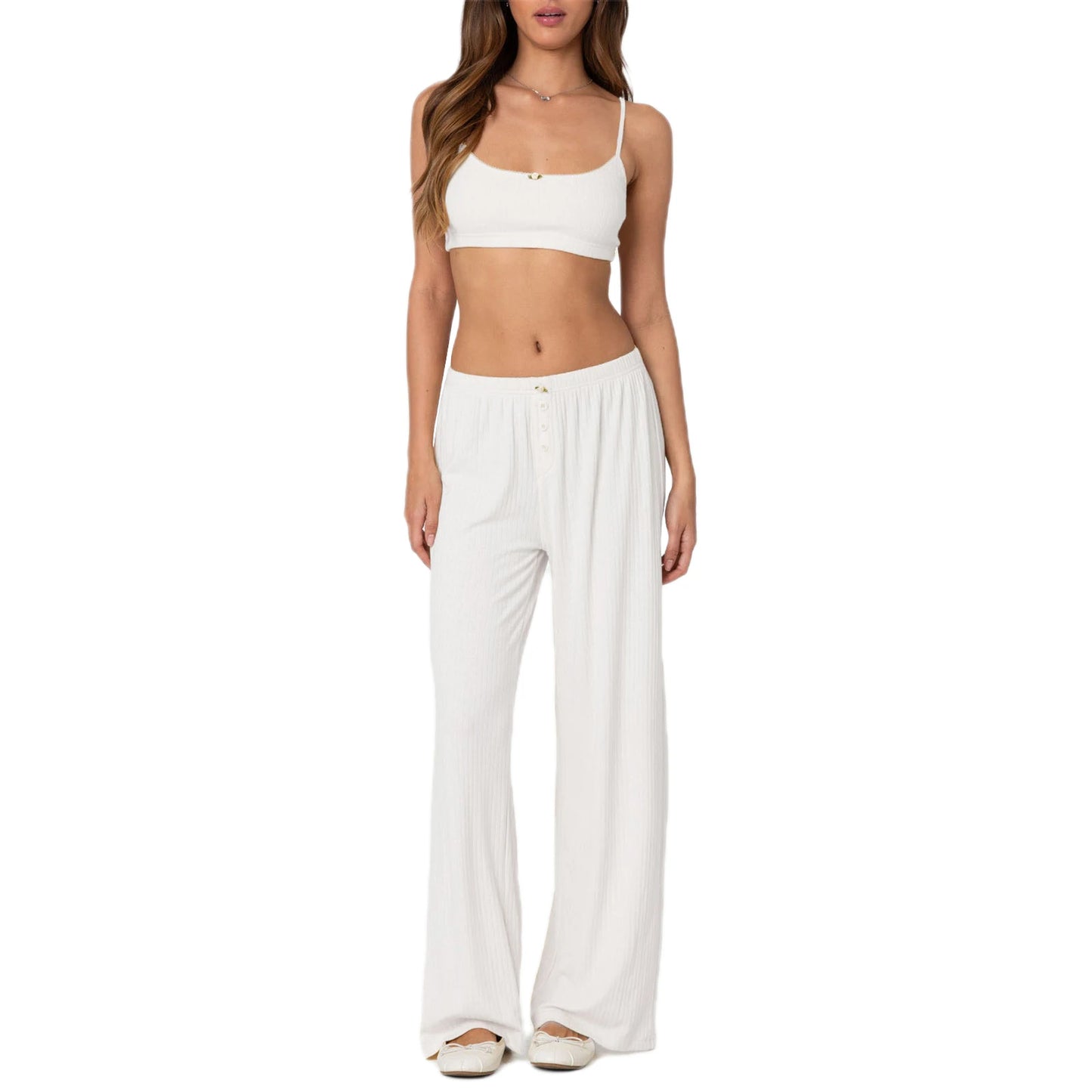 Elegant Floral Print Sleeveless Top and High Waisted Trousers Set Stylish 2-Piece Summer Outfit for Women