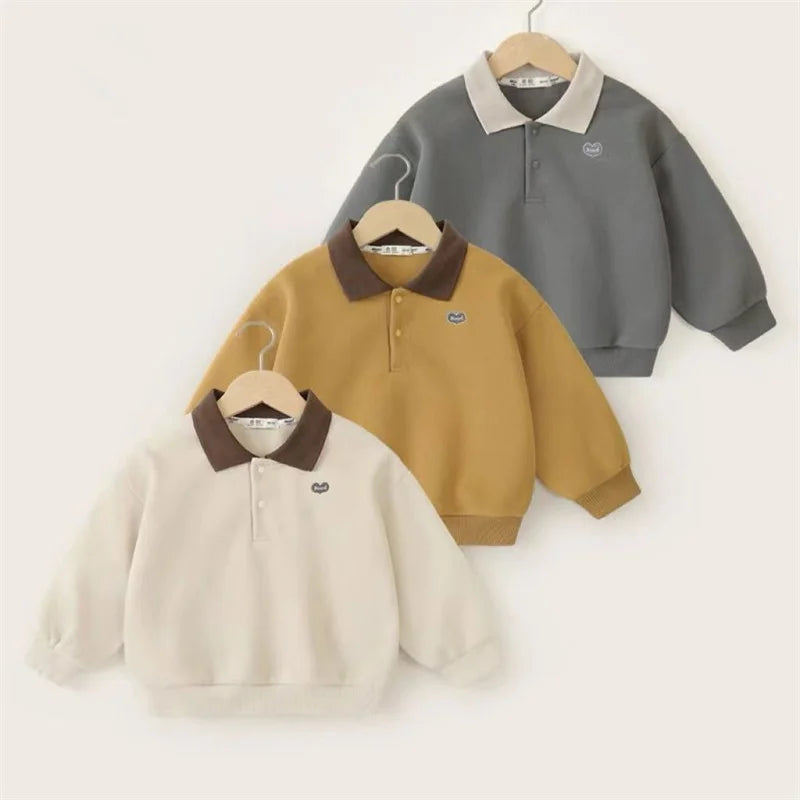 Autumn Boys Sweater Kids Long-Sleeved Pullover Spring  New Children's Fashion Loose Tops Teens  Letter  Casual Jumper 2-8 Years
