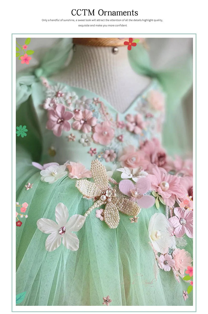 Luxurious and Elegant Flower Girl Princess Dress Mesh Formal Christmas Fluffy Dress Lolita Butterfly Girl Birthday Party Dress
