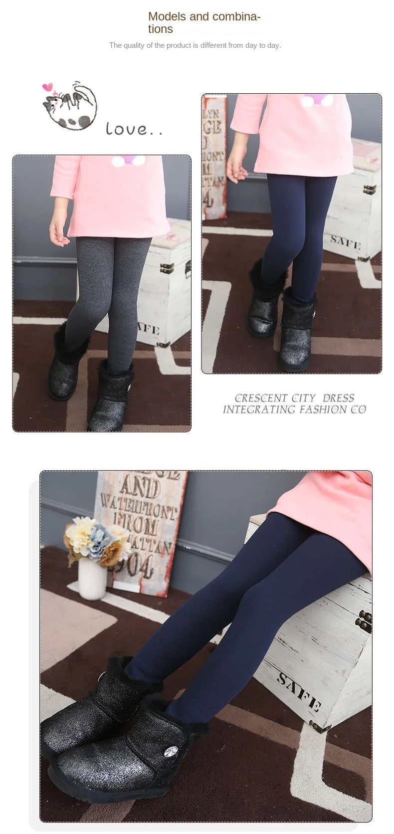 Girls Leggings Boneless Fleece Thickened Autumn Winter Fleece Pants Children's Leggings Winter Solid Color Trousers Outer Wear