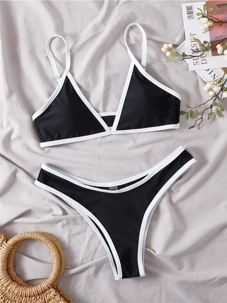 Sexy Bikini 2025 Swimsuit Women Swimwear Beachwear Female Bathing Suit Patchwork Basic Bikini set 2 piece Push-up Swim Suits