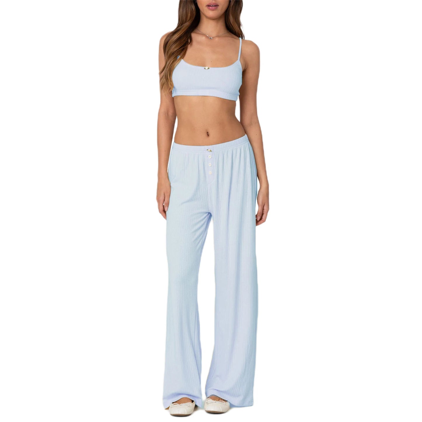 Elegant Floral Print Sleeveless Top and High Waisted Trousers Set Stylish 2-Piece Summer Outfit for Women