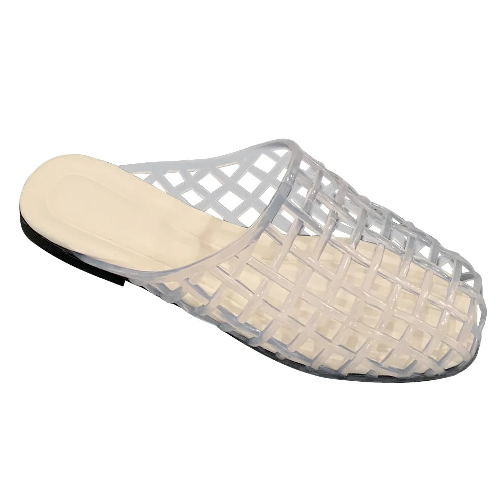 Women Jelly Flats Fashion Slip-On Flats Lightweight Hollow Out Ballet Flats Breathable Casual Flat Sandals for Outdoor Travel