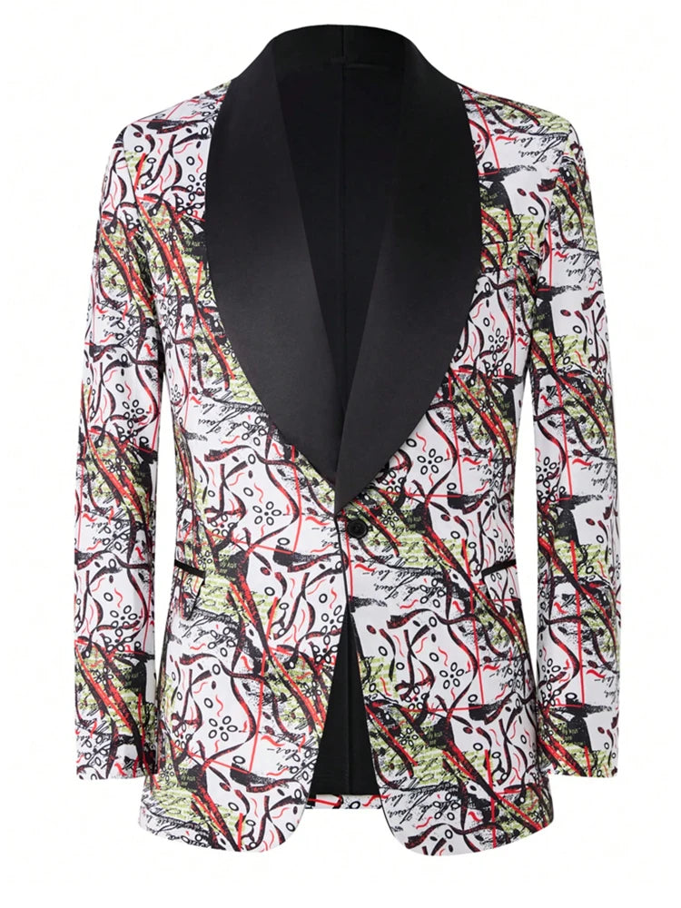 Men's single-breasted suit set in various colors, featuring a slim-fitting fashionable jacket with a lapel, and a dress set