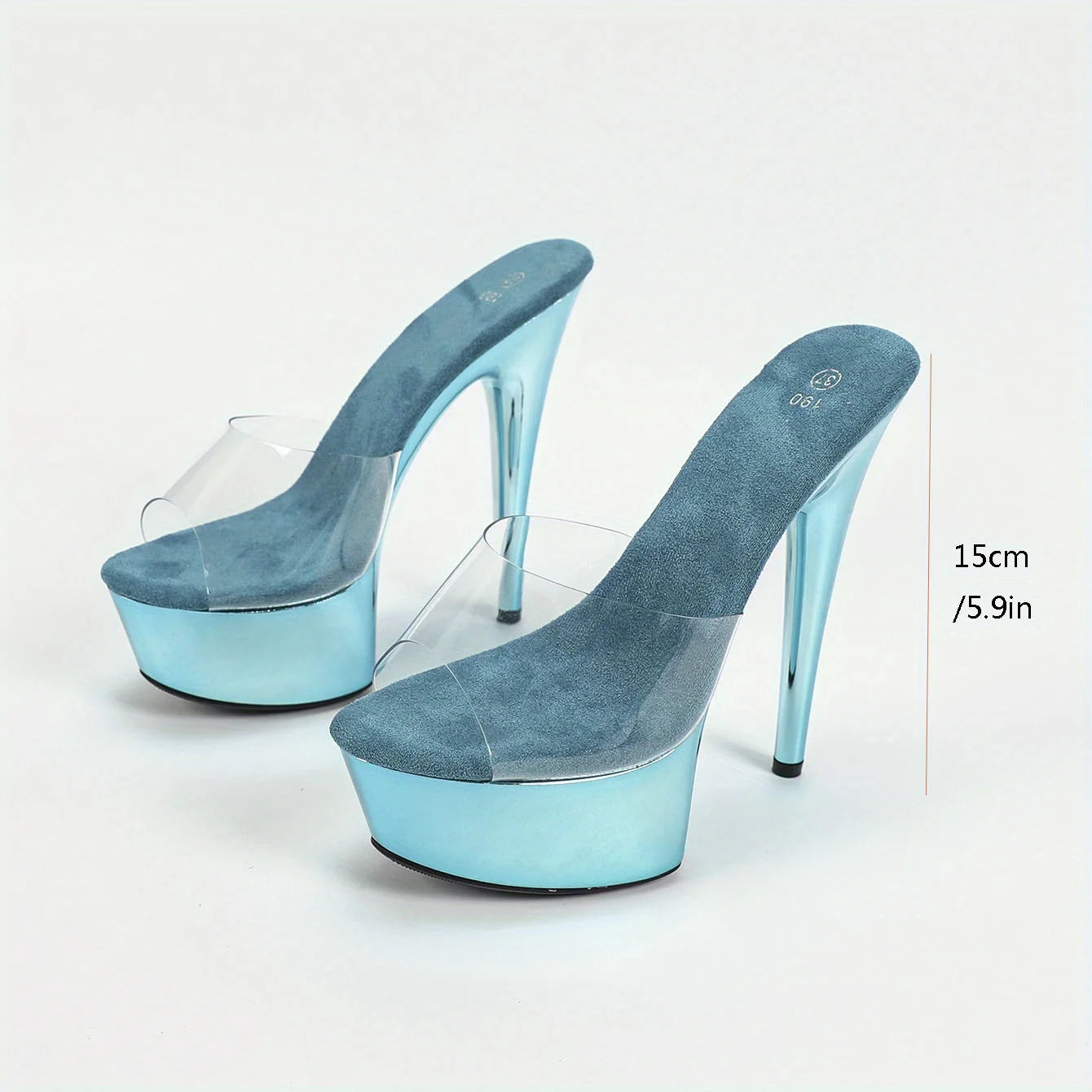 【Send from US Inc Taxs】Bright Sandals, Party Dance Shoes, Peacock Blue 2025 Festival, Model High Heels, Sexy 15cm LFD-8661-B24
