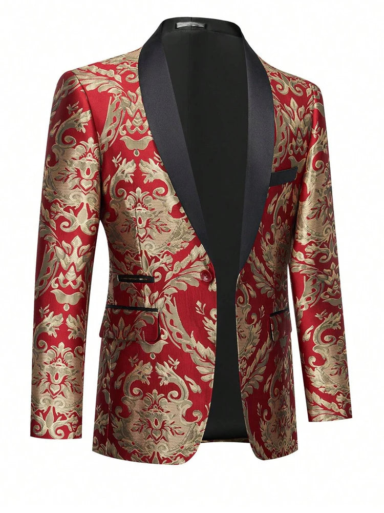 Men's single-piece top, sports jacket, and suit jacket, shawl lapel single-button slim-fitting long-sleeved jacket, evening dres