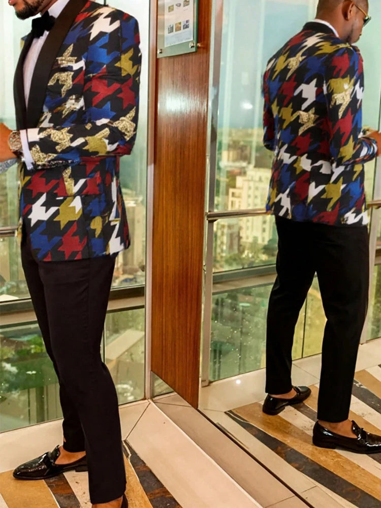 Men's Sport Coats & Blazers Flower Suit Jacket 1 Button Paisley Tuxedo Mardi Gras Carnival Parade Gift