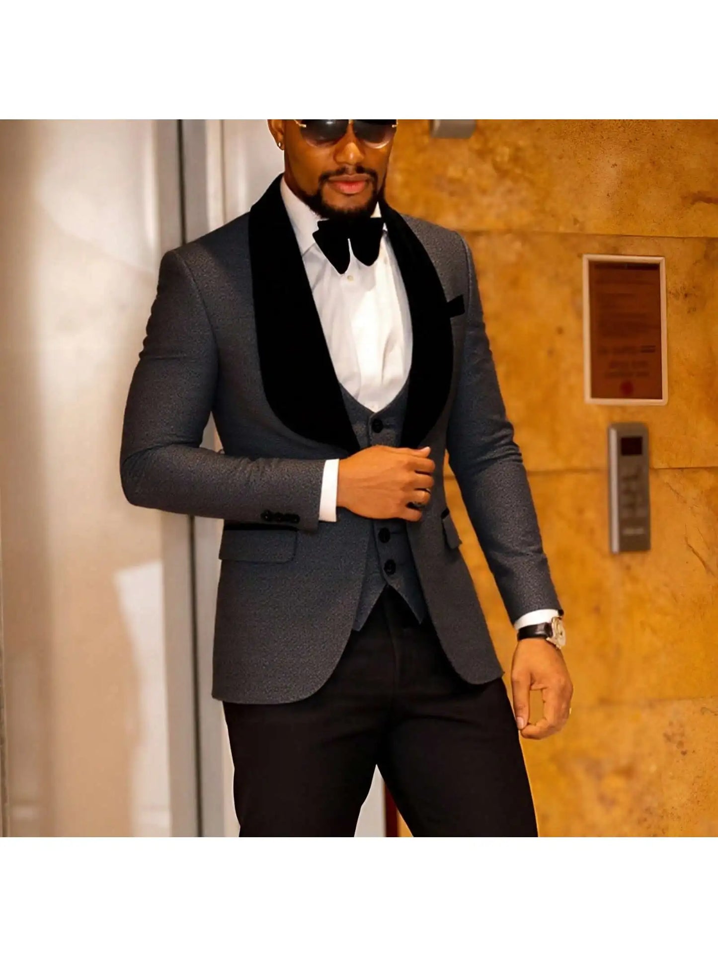 Mens 3 Piece Floral Tuxedo, Jacquard Slim Suit Set, Paisley Blazer Vest and Pants for Prom Wedding