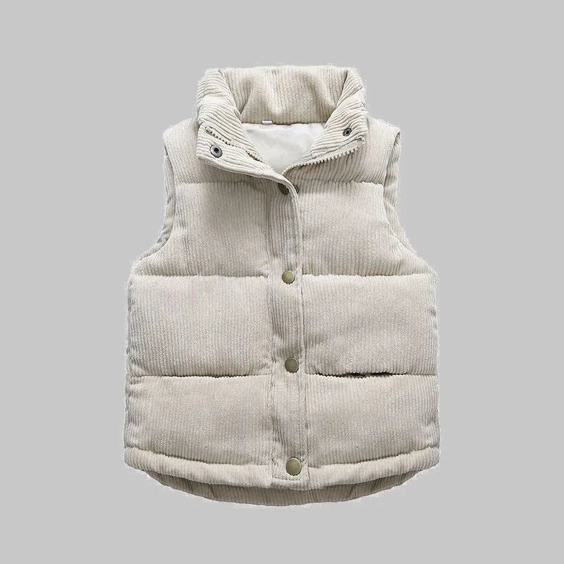 Autumn Winter Boys Girls Cotton Vest Jacket Solid Thick Corduroy Waistcoat For 2-10 Years Kids Birthday Present Child Outwear