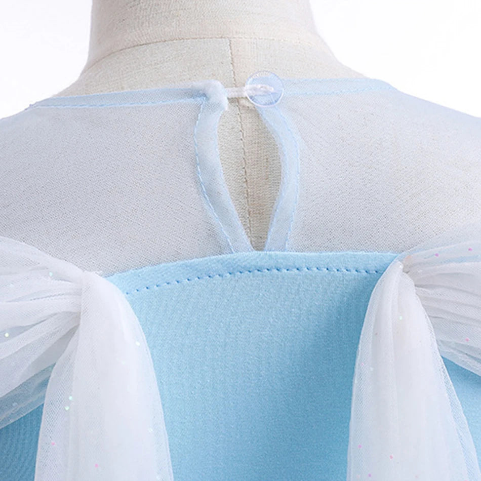 Elsa Summer Princess Dress Girls Cosplay Masquerade Party Vestidos Kids Birthday Clothes Children Carnival Halloween Gown