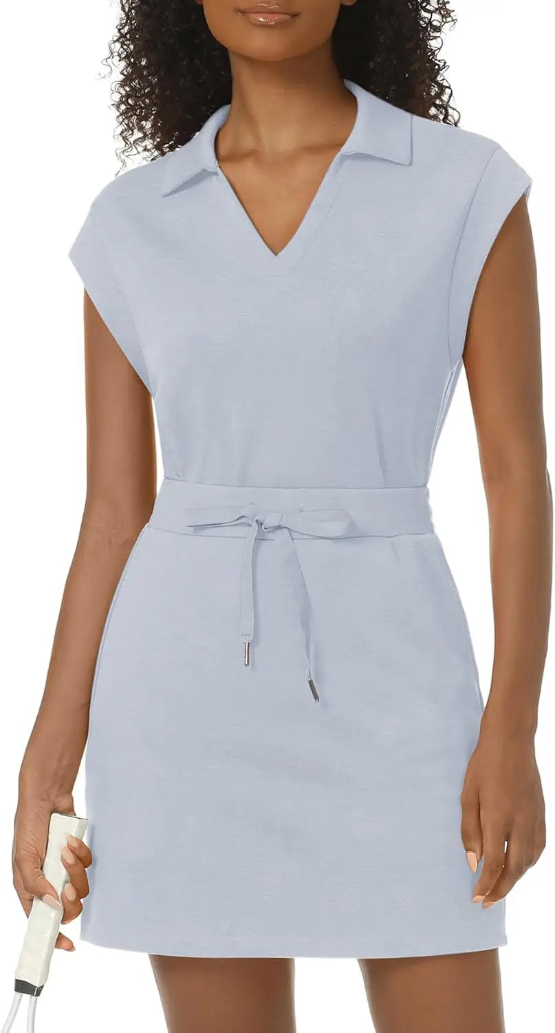 Womens Two Piece Skirt Sets Tennis Outfits Casual Cap Sleeve Lapel Shirt Summer Athletic Sport Short Skort Set