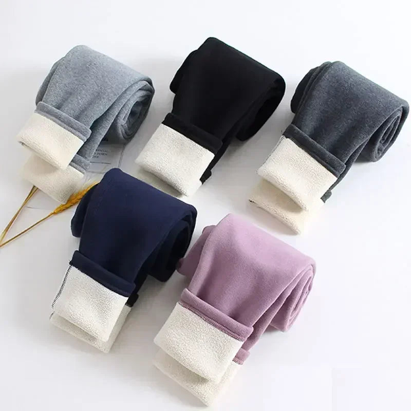 Girls Leggings Boneless Fleece Thickened Autumn Winter Fleece Pants Children's Leggings Winter Solid Color Trousers Outer Wear