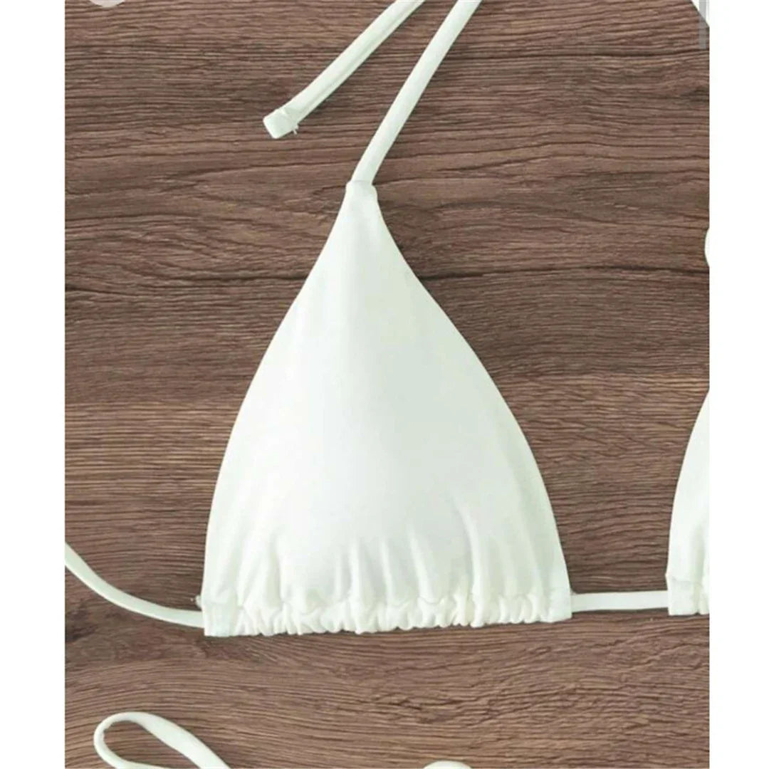 Sexy Flower Bandeau Swimwear Thong Bikini 2025 Women Lace-up Swimsuits Swimming Bathing Suit Brazilian Bikinis Set Mujer Biquini