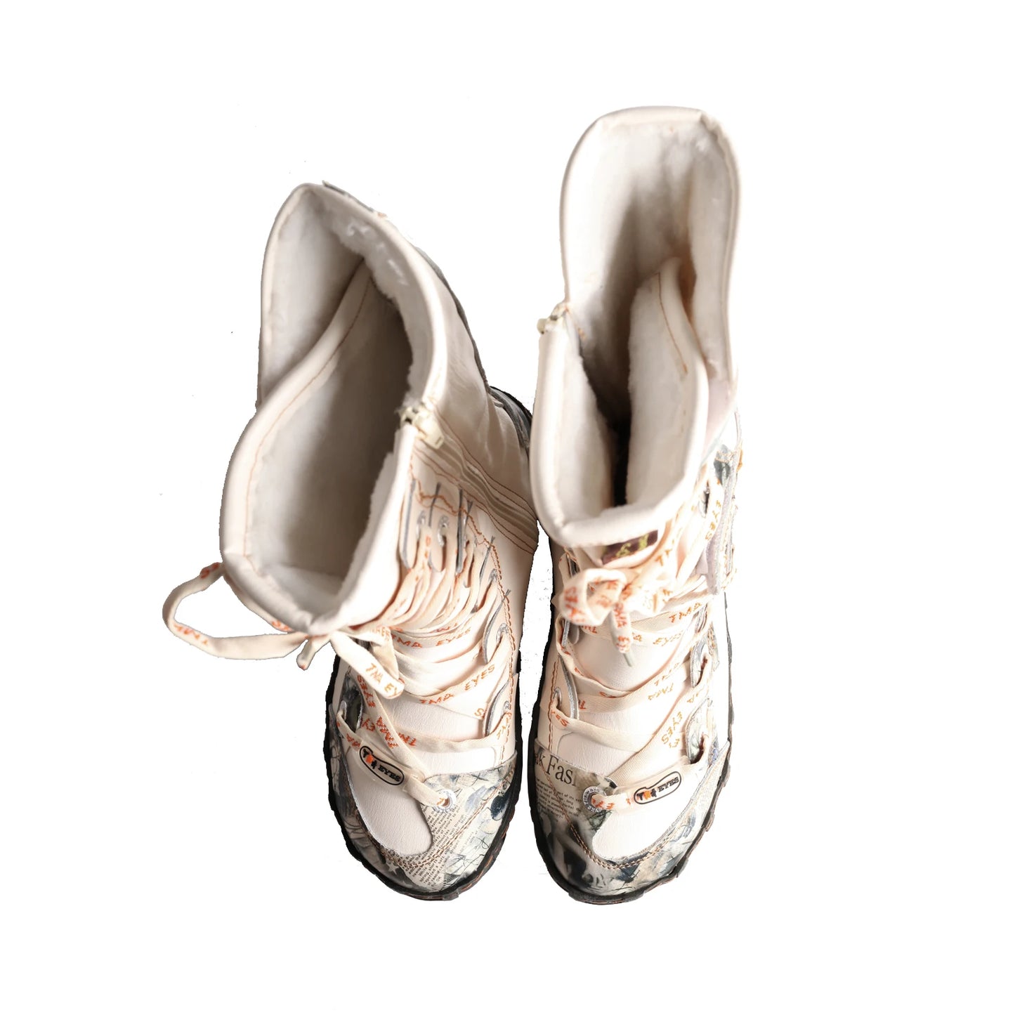 TMA EYES 2023 Winter Long Washed Contrast-Stitch Lace Side Zipper Women's Boots