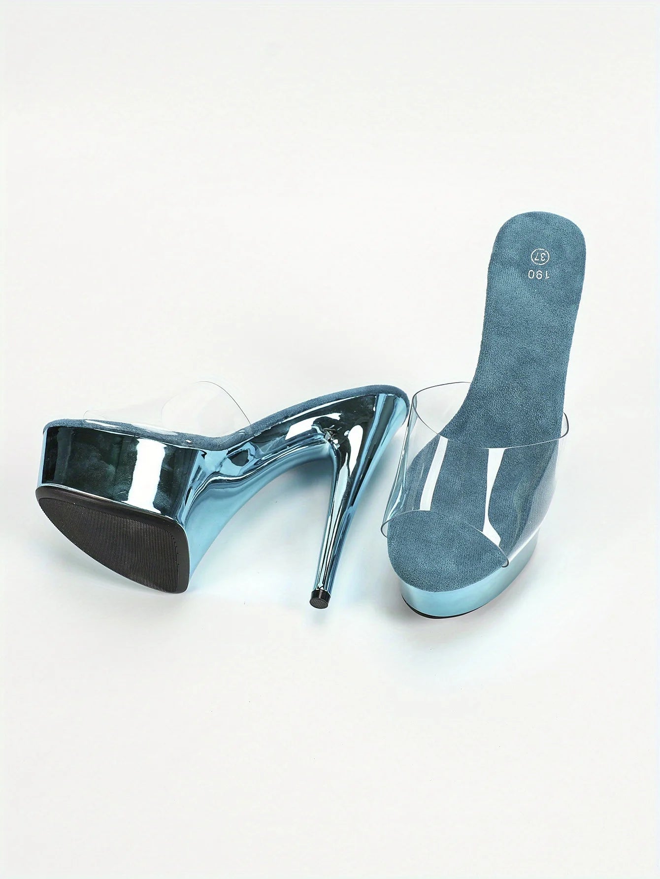 【Send from US Inc Taxs】Bright Sandals, Party Dance Shoes, Peacock Blue 2025 Festival, Model High Heels, Sexy 15cm LFD-8661-B24