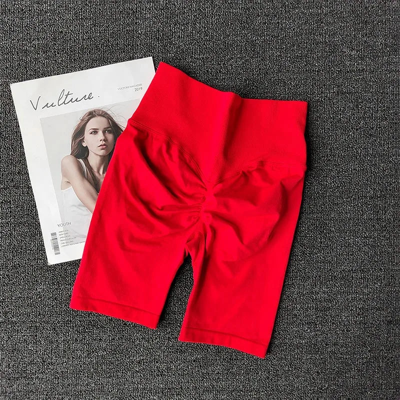 Summer Women's Yoga Shorts High Waist Fitness Workout Shorts  Sexy Booty Sport Shorts Soft Gym Shorts Running Cycling Shorts