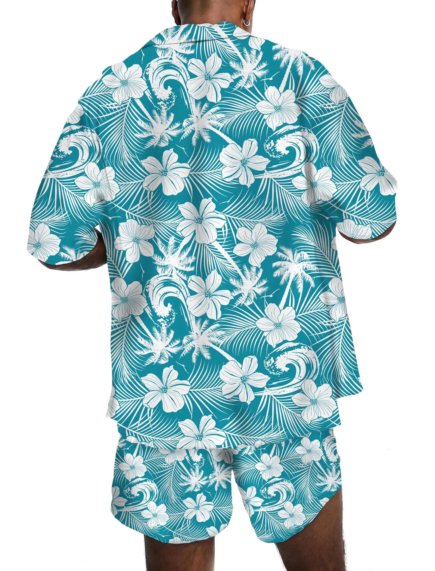 KYKU Mens Hawaiian Shirt and Short Set - Summer Short Sleeve Button Down Beach Shirts Tropical Vacation 2 Piece Outfits