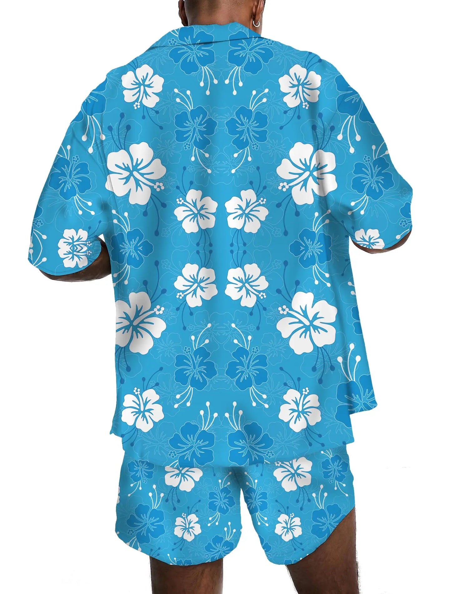 KYKU Mens Hawaiian Shirt and Short Set - Summer Short Sleeve Button Down Beach Shirts Tropical Vacation 2 Piece Outfits