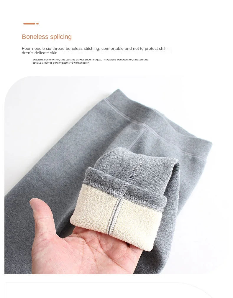 Girls Leggings Boneless Fleece Thickened Autumn Winter Fleece Pants Children's Leggings Winter Solid Color Trousers Outer Wear