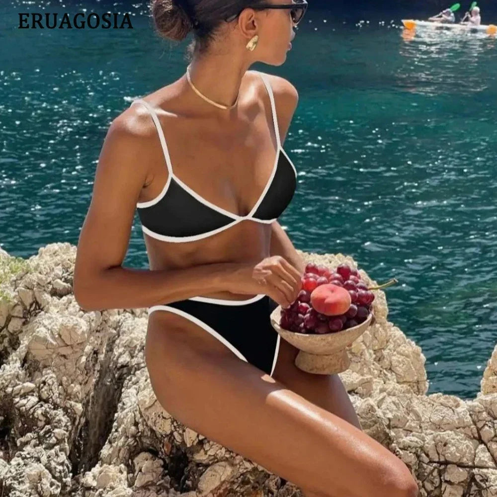 Sexy Bikini 2025 Swimsuit Women Swimwear Beachwear Female Bathing Suit Patchwork Basic Bikini set 2 piece Push-up Swim Suits