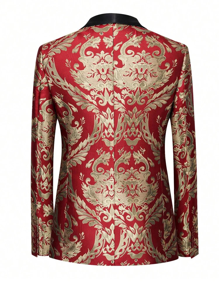 Men's single-piece top, sports jacket, and suit jacket, shawl lapel single-button slim-fitting long-sleeved jacket, evening dres