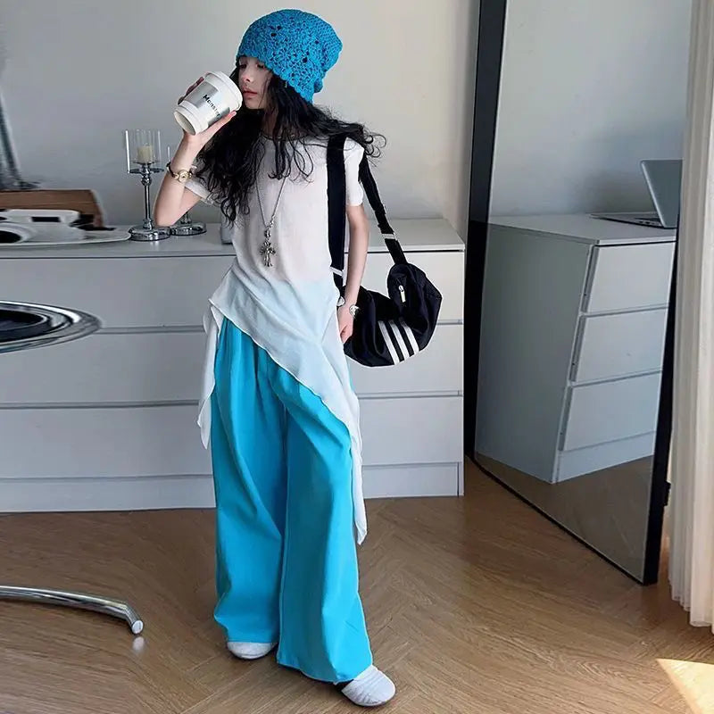 Child Girl Set Female Clothes 2025 Summer Kids Girls 8 10 Years Junior Top Bottom Clothing Sets Korean Children's Elementary 12