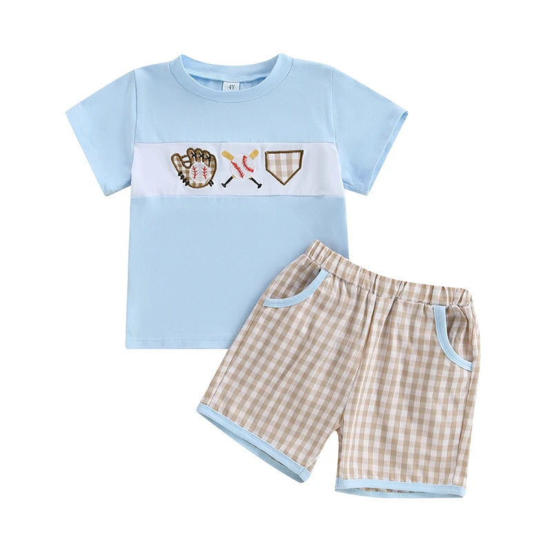 Boys Summer Outfit Set Short Sleeve Graphic Tee with Denim Shorts Toddler Set Casual Clothing for Kids