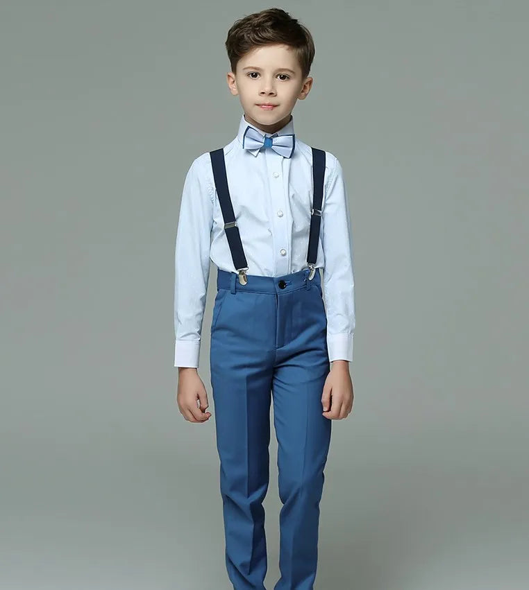 Boys Wedding Suit Baby Kids Vest Shirt Pants Bowtie 4PCS Photography Suit Child Birthday  Ceremony Costume Teenager School Set