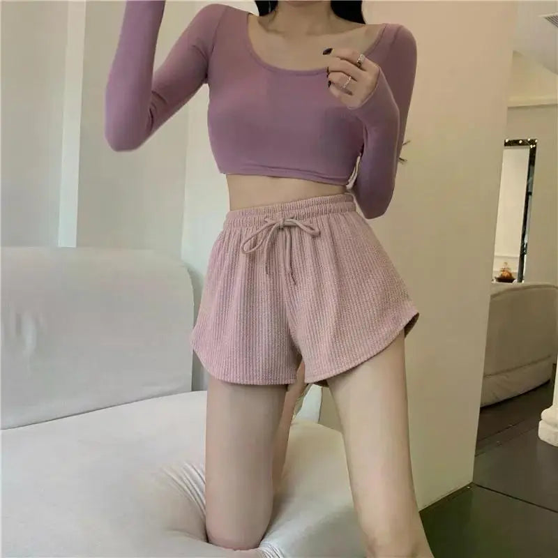 Women Gym Fitness Running Shorts Women's Summer Thin Style Loose Casual Large Size Wide Leg High Waist A-word Sports Hot Pants