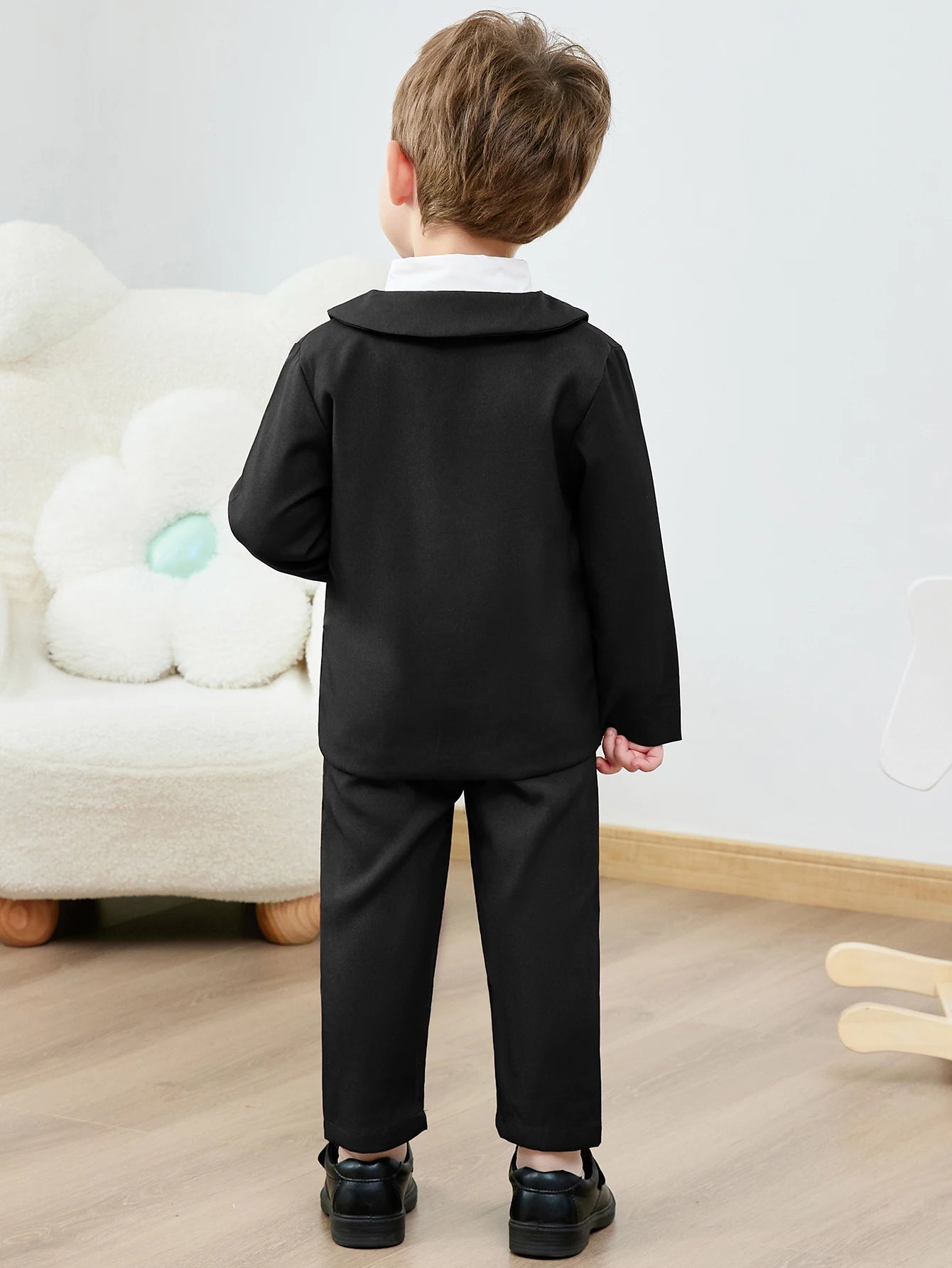 Toddler Boy Suit 5Pcs Formal Gentleman Outfits, Dress Shirt+Bowtie+Jacket+Suspender Pants Wedding Party Clothes Suits