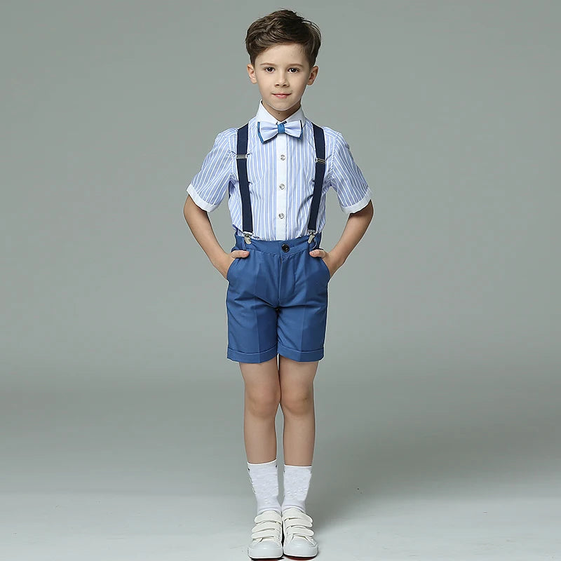 Boys Wedding Suit Baby Kids Vest Shirt Pants Bowtie 4PCS Photography Suit Child Birthday  Ceremony Costume Teenager School Set