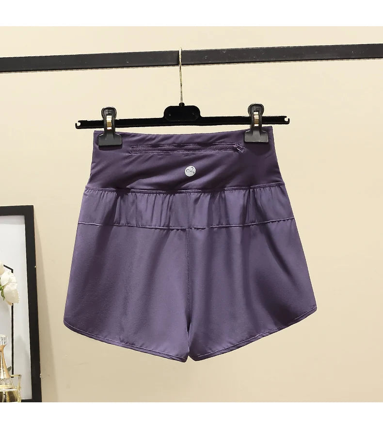 Women Yoga Shorts High Waist Double Layer Running Gym Shorts With Pocket Summer Sportswear Fitness Clothes Jogger Short New