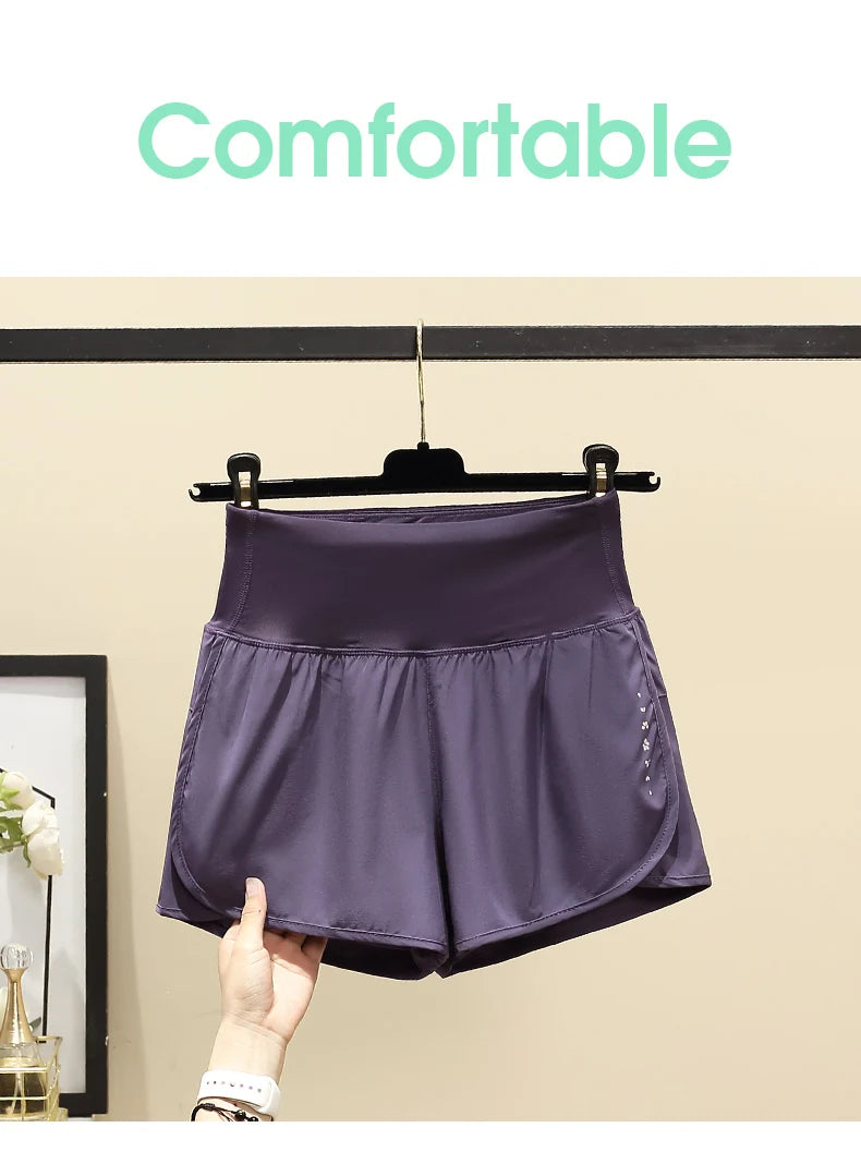 Women Yoga Shorts High Waist Double Layer Running Gym Shorts With Pocket Summer Sportswear Fitness Clothes Jogger Short New