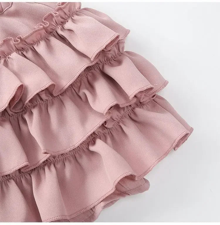 Summer Baby Girls Cake Skirts Solid Elastic Waist Children Girl Pleated Skirts High Quality Preppy Style Junior Girl Dance Skirt