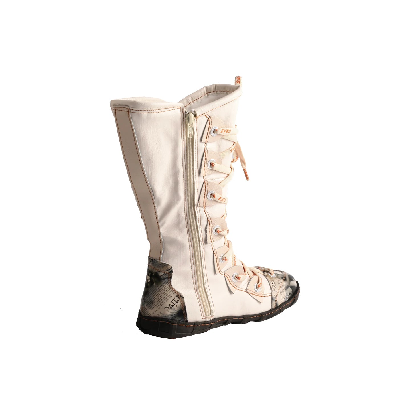 TMA EYES 2023 Winter Long Washed Contrast-Stitch Lace Side Zipper Women's Boots