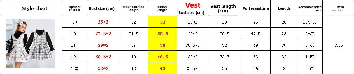 Baby Girl Spring and Autumn High Neck Long sleeved Dress 3 Pcs Set Vest+Base Coat+Short Skirt Children Clothing Age For 2-7 Year