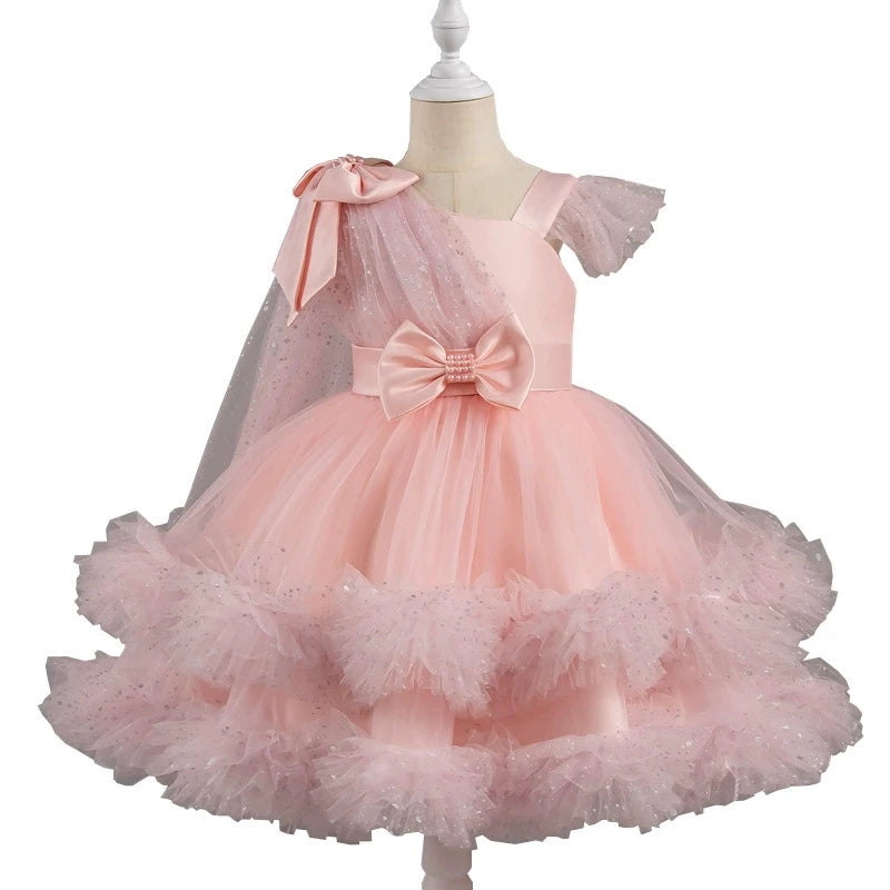 Fashion Solid Color Girl Princess Dress Lace Sleeveless Bow Dress for Girls Summer New Kids Girls Party Dresses 1-9 Years